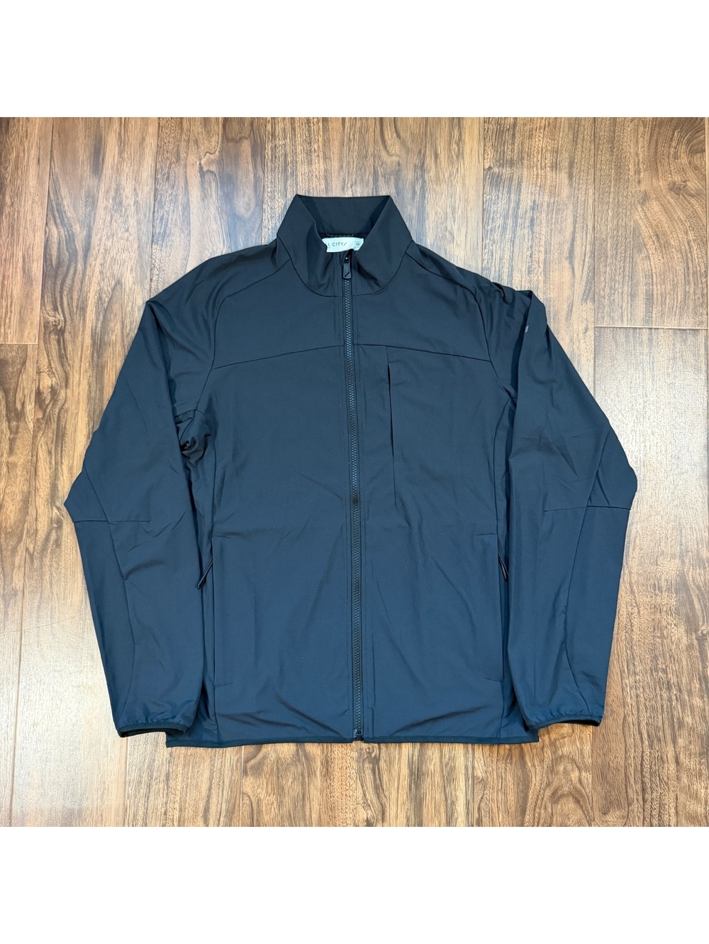 Hill City Mens Full Zip Active Jacket M Black Lightweight Stretch Windbreaker